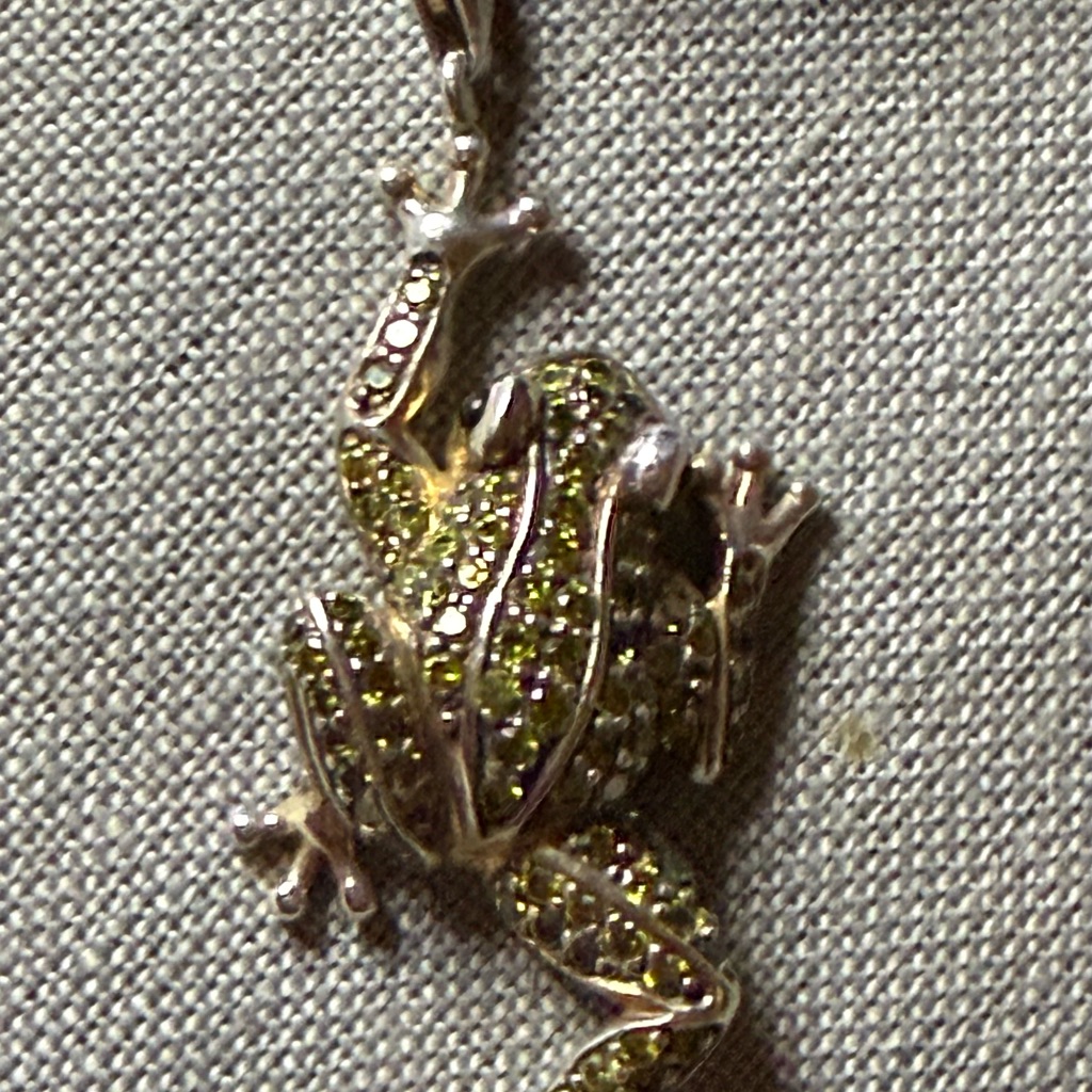 Silver And Green Frog Pendant